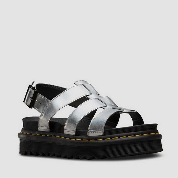 Dr. Martens Shoes - Dr. Martens Yelena Iced Metallic Silver Chunky Platform Fisherman Sandals